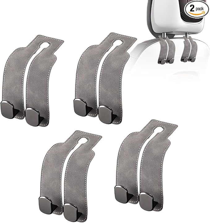 JinnEterri Car Purse Hook Purse Hook for Car Seats Headrest Car Seat Hooks,Heavy Duty Vehicle Organizer for Handbags, Groceries, Purses, Keep Car Tidy (Gray, 4 Pack)