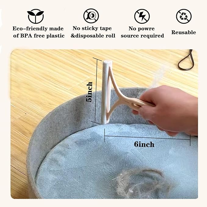 Dog Hair Remover for Couch, Cat Fur Removal Tool for Furniture, Pet Hair Remover Cleaner Brush for Clothes, Carpet, Bedding, Car, Reusable Scraper for Dog Hair/Lint Cleaning, (6 Pack)