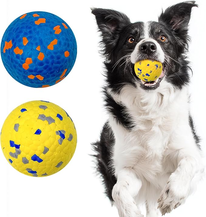Vannon 2 Pack Dog Balls Interactive Dog Tennis Balls Indestructible Dog Teething Chew Toys for Aggressive Chewers Dog Toy Fetch Balls for Small Medium Dog E-TPU Material Lightweight Bouncy Floating