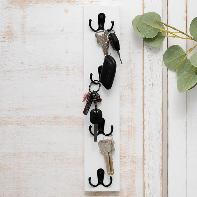 Yohsnor Vertical Wall-Mounted Key Holder – Stylish Entryway Hook Rack, Perfect for Narrow Spaces – Ideal Storage Solution for Keys, Scarves, Wallets, Belts, and Dog Leashes – Rustic Wood Key Hanger