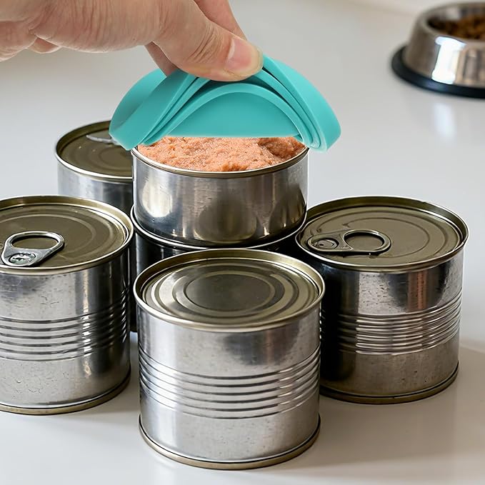 Cat Food Can Covers Lids, Dog Food Can Lids with Cute Pet Ears Shaped Silicone Toppers One Fit 3 Standard Sizes, (Pink, 2Pcs), Intended for Dog/Cat/Pet Food Cans