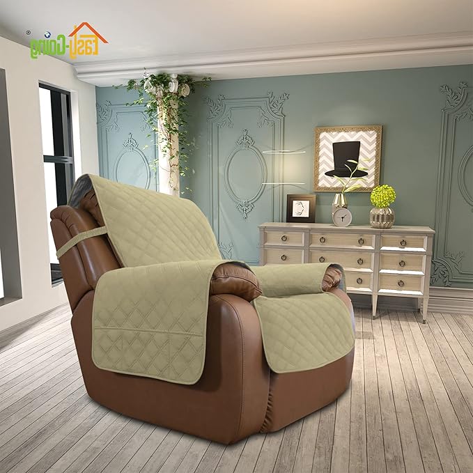 Easy-Going Sofa Slipcover Waterproof Oversized Recliner Chair Cover Non-Slip Fabric Couch Cover for Living Room Washable Furniture Protector for Pets Kids Children Dog Cat (Oversized Recliner, Sand)