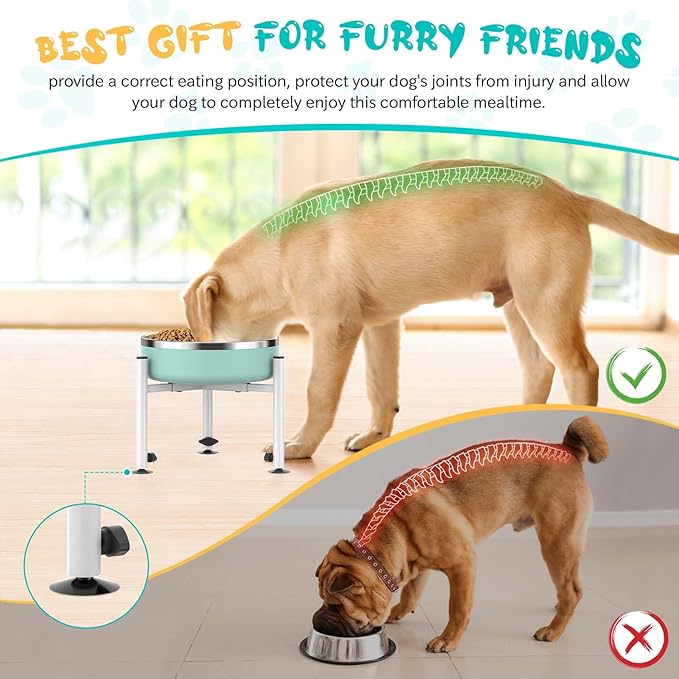 Adjustable Elevated Dog Bowl Stand for Dogs - 4 Heights, Wide 5-10" -Oppro Single Raised Dogs Food Water Bowls Holder, Upgrade Metal Elevated Dog Feeder with Tray for Small Medium Large