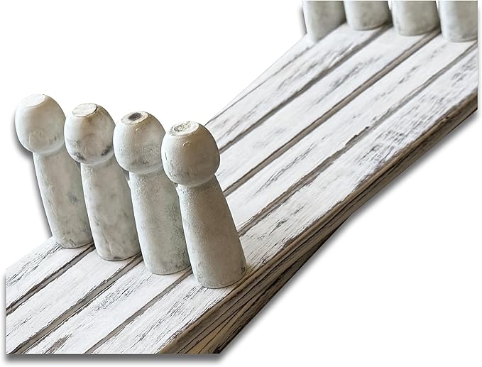Expandable Wooden Coat Rack Hanger - Large Accordion Hanger with Expanding Pegs | Hand Made Rustic Wooden Hat Rack for Wall | Hang Coat, Jacket, Hat | Wall Rack – 14 Hook, Distressed White