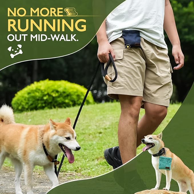 ETIAL Dog Treat Pouch,Portable Puppy Dog Training Treat Bag,Hand Free Dog Walking Bag,Auto Closing Pet Feed Snack Reward Pocket,Dog Food Dispenser for Pet Puppy Travel or Outdoor Use (Coral Green)