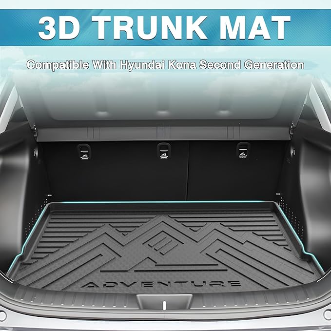 Mixsuper Cargo Liner for Hyundai Kona/Kona Electric (EV) 2024-2025, Trunk Mat for Hyundai Kona Accessories Cargo Mat Rear Trunk Liner Black