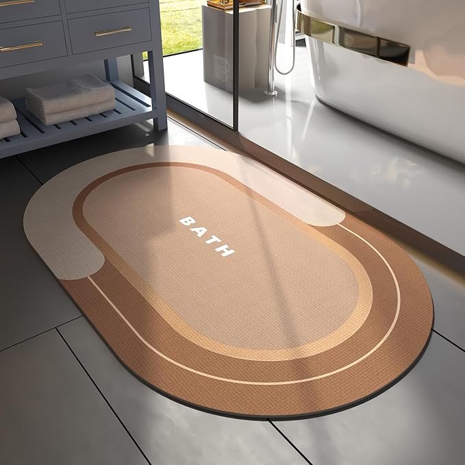MontVoo Bath Mat - Non Slip, Quick Dry, Stain Resistant Bath Mat Rug for Bathroom Floor - Easy Care Shower Rug for Outside Bathtub - 24"x35" Brown