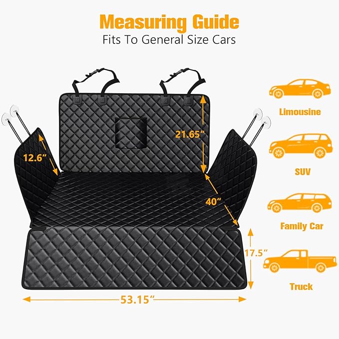 PETICON SUV Cargo Liner for Dogs, PU Leather Waterproof Pet Cargo Cover for SUVs Sedans Vans with Bumper Flap Protector, Scrachproof Non-Slip Large Size Dog Seat Mat Universal Fit