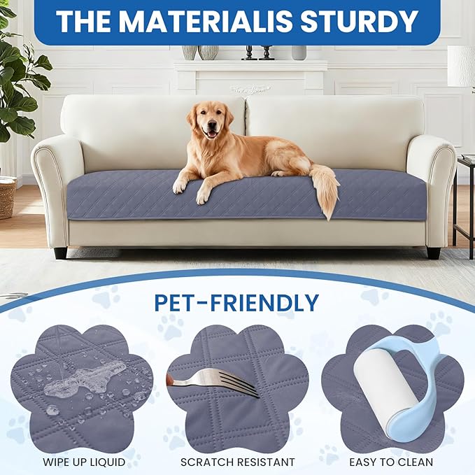 CYCMACO Waterproof Dog Bed Cover, Non-Slip Dog Blanket for Couch, Couch Covers for Dogs Washable, Pet Blanket for Furniture, Pet Bed Mat for Sofa, Car, Pet Supplies (82x102 Inch, Grey Blue)