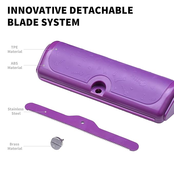 Dog Deshedding Brush – Gentle Wide Shallow Comb for Loose Hair – Soft Groomer for Dogs & Cats – Purple