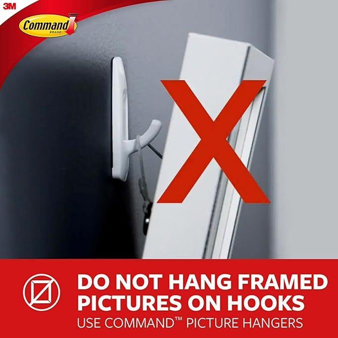Command Medium Utility Hooks, 9 Wall Hooks and 12 Strips, Damage-Free Hanging with Adhesive, No Tools Great for Hanging Christmas Decorations, Holds up to 3 lb