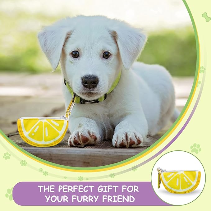 Lemon Shape Dog Poop Bag Holder for Leash - Cute Poo Bag Dispenser and Carrier, Stylish Dog Waste Bag Holder