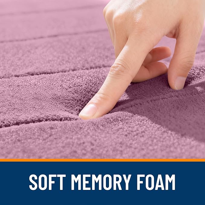 OLANLY Memory Foam Long Bathroom Rugs Runner 47x20, Super Soft Absorbent Bath Mat, Quick Dry, Machine Washable Shower Floor Rugs, Bathmat Carpet, Bathroom Home Decor Accessories, Deep Plum