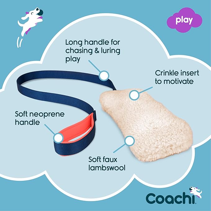 Coachi Chase & Crinkle - A Fun Enrichment Dog Toy for Chase & Play. Soft & Crinkly, Lightweight, Reward Training, Interrupting Biting & Chewing, Ideal for Agility and Suitable for Puppies
