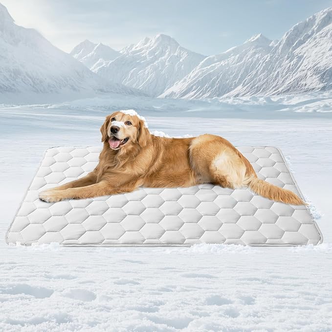EHEYCIGA Cooling Mat for Dogs(Q-Max>0.53), Washable Dog Cooling Mat, Portable Kennel Cooling Pet Pad for Summer, Non-Slip Summer Crate Pad for Large Dog, Grey, 41x28