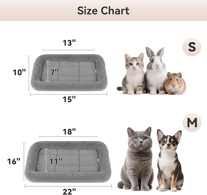 LESYPT Cat Bed 15" x 10" Non-Slip Pet Bed for Curled Sleep, Machine Washable Indoor Cat Mat for Crate Carrier Tree Windowsill, Size S