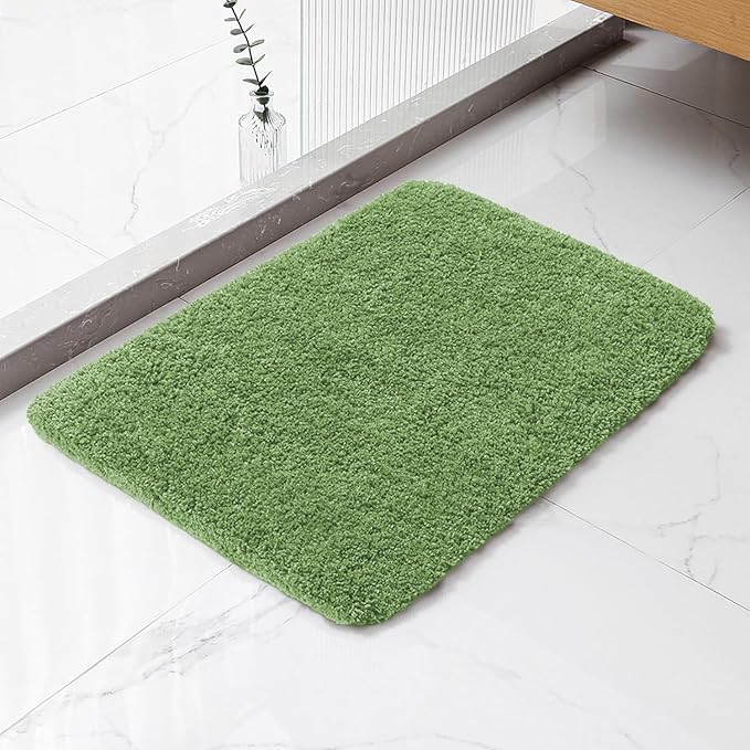 Hunter Green Bathroom Rugs 17"x24" - High-Density Microfiber Bath Mat, Fluffy Non Slip Absorbent and Washable Bathroom Mat - Ideal for Small Spaces, Vanity, Toilet, or Pet Mat