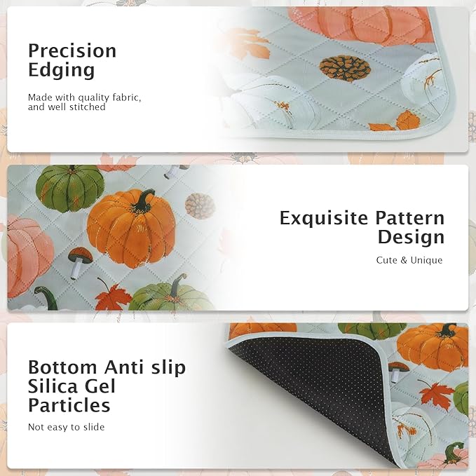 IEUUMLER Washable Pee Pads for Dogs, 2 Pack Pumpkin Pattern Reusable Waterproof Puppy Potty Pads, Non-Slip Absorbent Pet Training Pads for Playpen Crate Bed EU016 Grey Pumpkin, 24x24