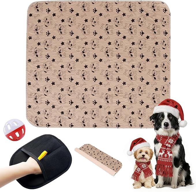 Puppy Pads with Pheromones, Washable Puppy Pee Pads for Dogs Reusable Puppy Pads for Dogs and Cats(with Pet Hair Removal Gloves)