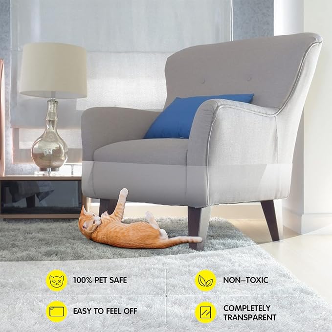 One Sight Anti Cat Scratch Tape, 4 inches x 30 Yards Transparent Clear Double Sided Cat Training Tape, Scratch Deterrent for Furniture, Couch Protector