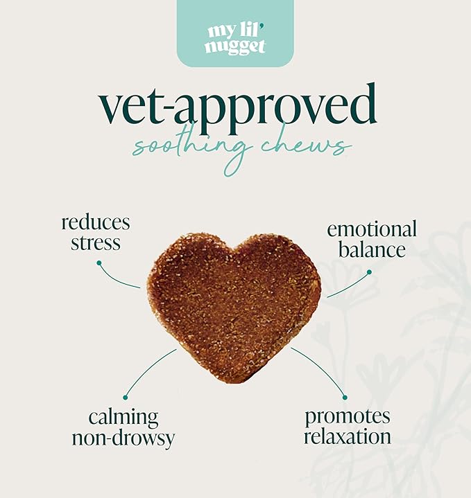 My Lil' Nugget – Vet-Approved Calming Chews for Dogs | All-Natural Calm Treat for Noise, Travel & Home Alone | Hemp, Chamomile & Melatonin | All-Ages - Senior Dog to Puppy | 90 Beef‑Flavor Soft Chews