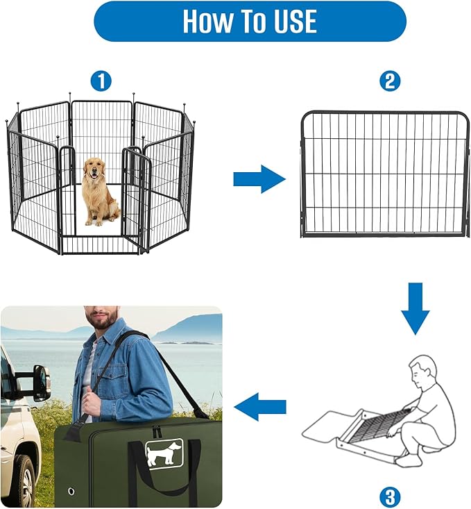 SIRUITON Dog Playpen Storage Bag Fits 32" H 8 Panels and 9 Stakes,Heavy Duty 600D Oxford Fabric Dog Fence Travel Bag Suitable for Foldable Exercise Pet Playpen with Reinforced Double Handles