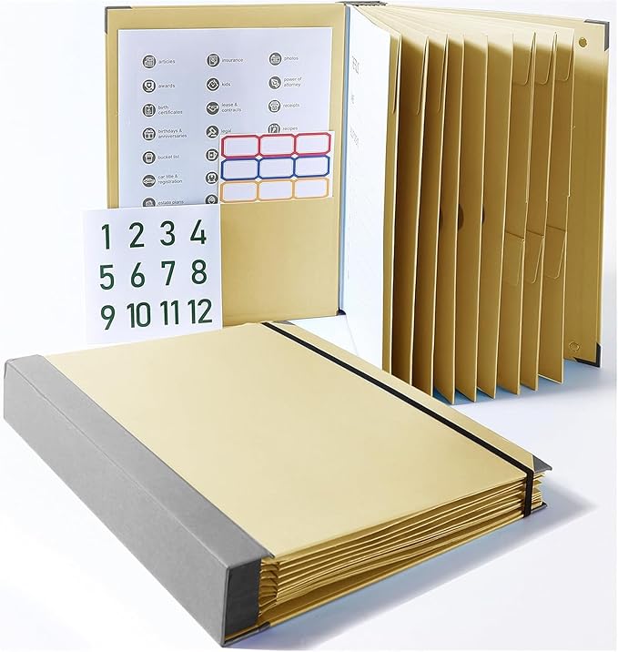 Document Organizer | Expanding File Folder for Important Papers, Passports, Birth Certificates | in Case If I Die File Folder | Ideal for Home Organization & Graduation Gift (Beige)