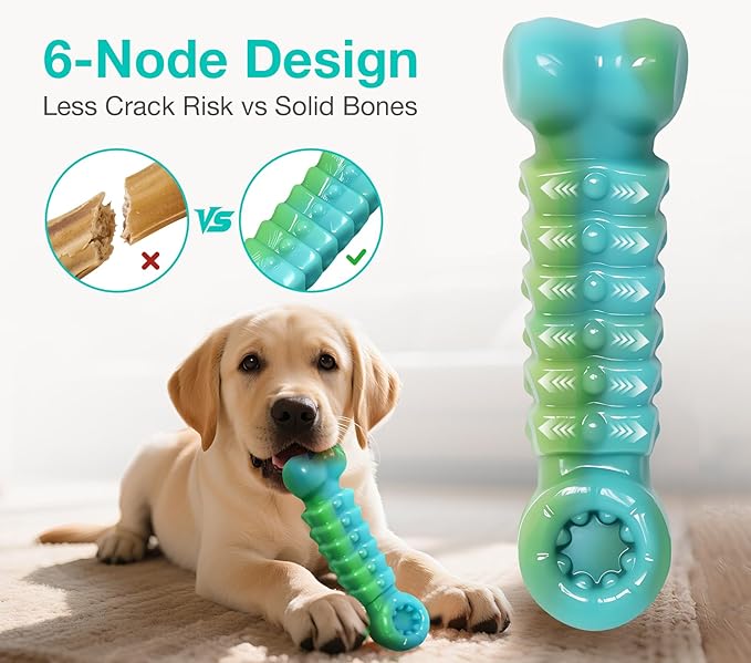 ZeLing HTL Tough Dog Toys for Aggressive Chewers - Indestructible Chew Toy Bone for Medium & Large Breeds, Keeps Dogs Busy & Cleans Teeth - Peanut Flavored