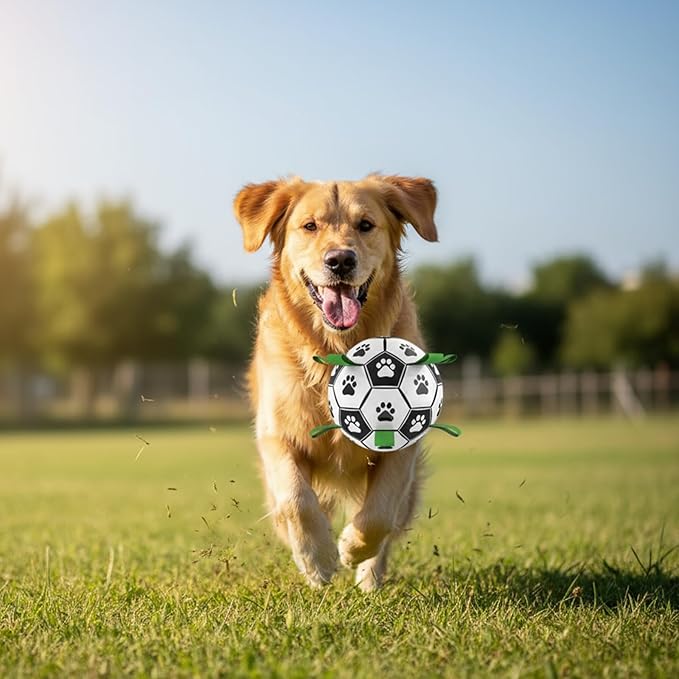 Interactive Dog Soccer Ball with Straps, Durable PU Herding Ball for Dogs, Lightweight Dog Toys for Outdoor Play, Tug Training Toy with Pump – Ideal Pet Gift for Medium Dogs (6 Inch)