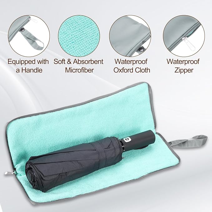 uxcell Wet Umbrellas Bag, 15 x 5 Inch Waterproof Oxford Cloth Reversible Umbrellas Sleeve Cover Portable Waterproof Case for Wet Travel Folding Umbrellas Travel Home Outdoor, Gray
