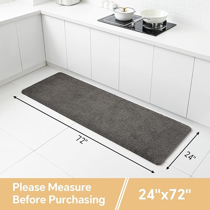 Taupe Bathroom Rugs Runner 24"x72" - Extra Long Plush Bath Mat, Non Slip Absorbent Microfiber Floor Rug, Washable and Fluffy - Ideal for Bathroom, Kitchen or Pet Mat Use