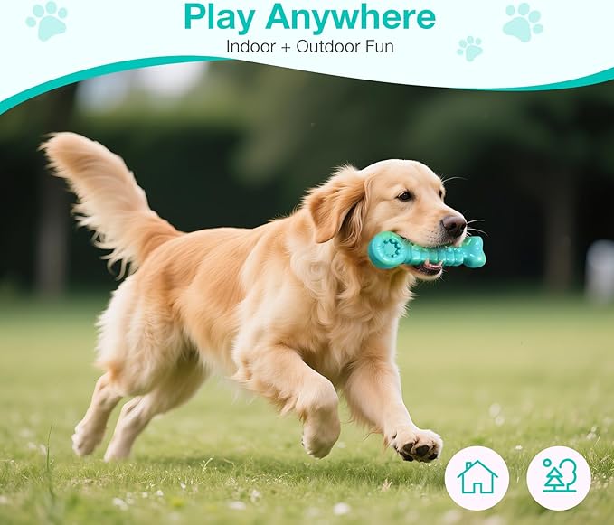 ZeLing HTL Tough Dog Toys for Aggressive Chewers - Indestructible Chew Toy Bone for Medium & Large Breeds, Keeps Dogs Busy & Cleans Teeth - Peanut Flavored