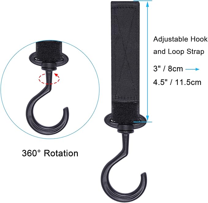Wisdompro Car Seat Headrest Hook, 4 Pack Multi-Purpose Hanger for Handbag, Purse, Coat, Clothes & Grocery Bag - Black
