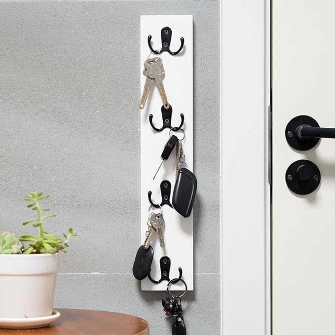 Yohsnor Vertical Wall-Mounted Key Holder – Stylish Entryway Hook Rack, Perfect for Narrow Spaces – Ideal Storage Solution for Keys, Scarves, Wallets, Belts, and Dog Leashes – Rustic Wood Key Hanger
