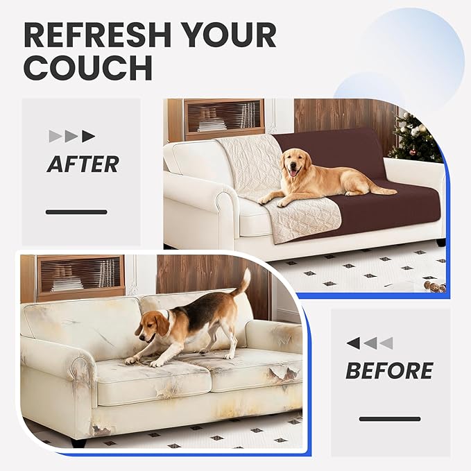 CYCMACO Waterproof Couch Covers for Pets, Waterproof Dog Bed Cover, Anti-Slip Soft Dog Blankets, Couch Cover for Dogs Washable, Pet Blanket for Puppy Large Dogs Cat (82x102 Inch, Coffee)
