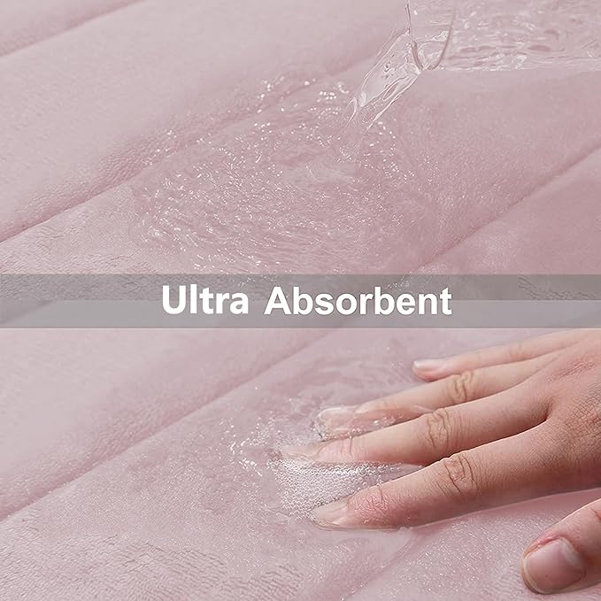 Buganda Memory Foam Bath Mat, 55" x 24", Ultra Soft and Non-Slip Bathroom Rugs, Water Absorbent and Machine Washable Bath Rug Runner for Bathroom, Shower, and Tub, Peach