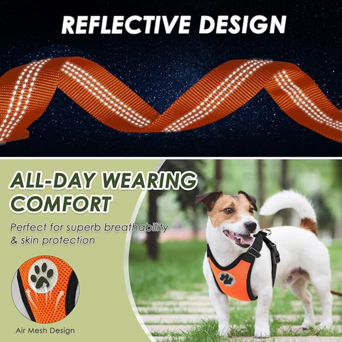 Lukovee Dog Seat Belt for Car, Adjustable Dog Car Harness for Large Medium Small Dogs, Soft Padded & Breathable Mesh Dog Seatbelt with Car Vehicle Connector Strap (Orange Double Clip,Medium)