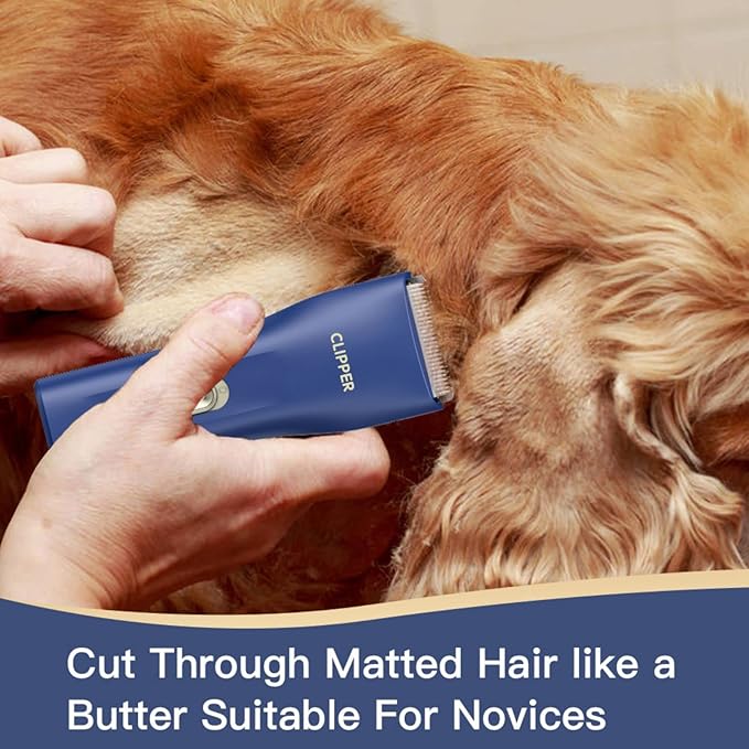 Dog Grooming Kit Clipper for Thick Coat Low Noise Cordless Cat Hair Trimmer Rechargeable Shaver Pet Grooming Tools for Small and Large Animals