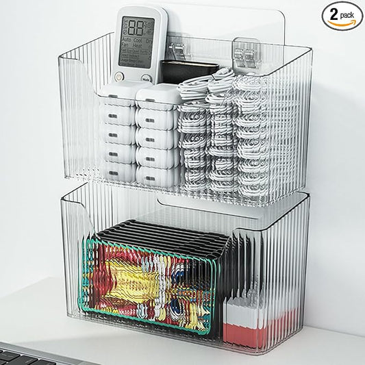 2 Pack Adhesive Cabinet Door Organizer, Storage Bins Lid Organizer Cabinet Wall Mount Pantry Door Caddy Containers for Kitchen Bathroom Countertops