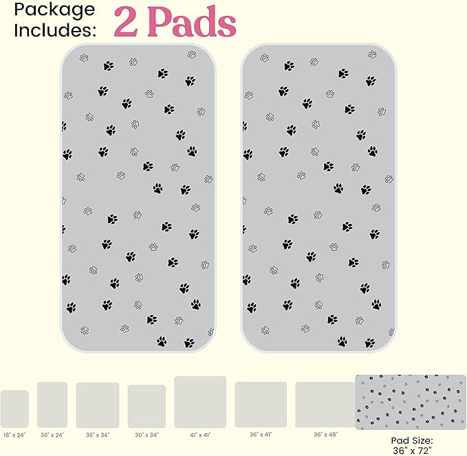 Super Absorbent Washable Pee Pads for Dogs - 2-Pack Superior Reusable Puppy Pads Pet Training Pads –100% Waterproof Dog Pee Pad Protects Against Urine Leakage Non-Slip Grip Prevents Slipping& Bunching