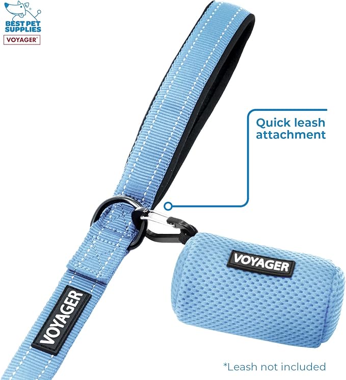 Best Pet Supplies 2-Pack Dog Poop Bag Holder Leash Attachment, Color, Reusable Mesh Dispenser Pouch for Travel, Walking, Park, and Outdoor Use, Soft and Durable with Clip-On - Mesh Baby Blue
