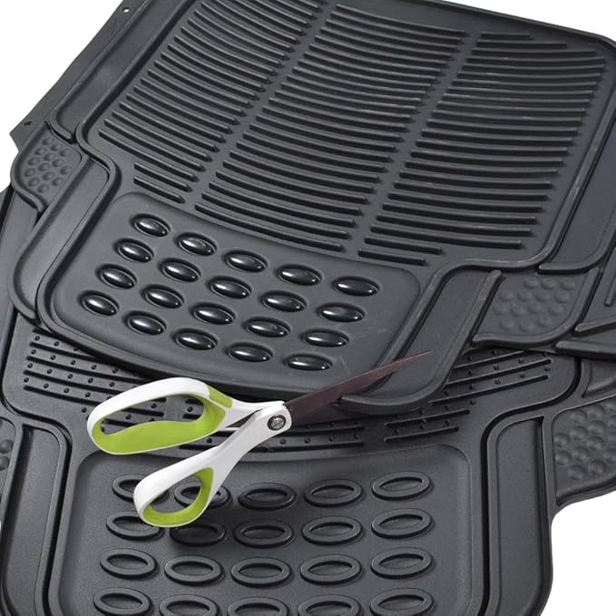 BDK Heavy Duty Rugged Ridged Complementary Rubber Rear Floor Mats Liners, All Weather Protection, Designed for Trucks Cars Sedan SUV