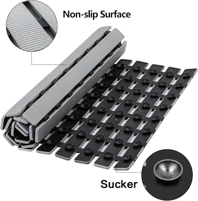 BEMISO Shower Mat Non Slip Bathtub Mat with Suction Cups and Drain Holes 27.5 x15.7 Inch Bath Mat for Tub & Shower.Easy Dry,Easy to Cut,Eco-Friendly