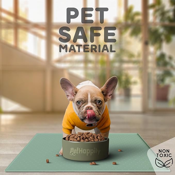 Dog Food Mat - 24x15 Raised Edges Dogs Mat for Food and Water Prevent Spill, Waterproof Cat Food Mats Protect Floors, Easy Clean Dog Bowl Mats for Food and Water, Silicone Pet Feeding Placemats