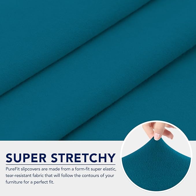 PureFit 100% Dual Waterproof Couch Cover Slipcovers for Couches and Sofas - Stretch Non Slip Fleece Sofa Covers Washable, Leakproof Furniture Protector for Kids, Pets, Dog (Chair, Peacock Blue)