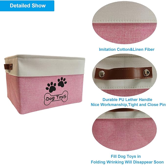 Large Collapsible Dog Toy Box Keeping Rectangle Bin for Pet Toys,Accessories