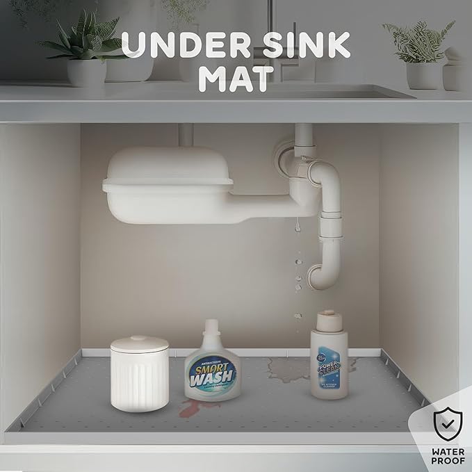 32x24x1” XL Dog Food Mat - All Purpose Under Sink Liner, Washer and Dryer Covers for The Top, Silicone Griddle Mat for Blackstone - Raised Edges Dog Mat for Food and Water Prevent Spill, Waterproof
