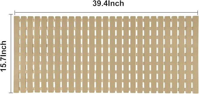 Shower Mat Non Slip Bathtub Mat with Suction Cups and Drain Holes 37.4 x15.7 Inch Bath Mat for Tub & Shower.Easy Dry,Easy to Cut,Eco-Friendly