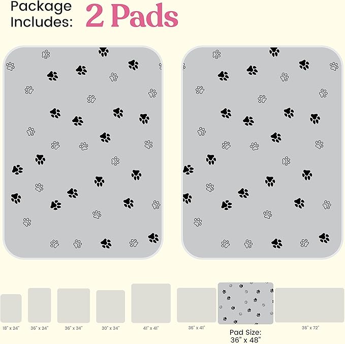 Super Absorbent Washable Pee Pads for Dogs - 2-Pack Superior Reusable Puppy Pads Pet Training Pads –100% Waterproof Dog Pee Pad Protects Against Urine Leakage Non-Slip Grip Prevents Slipping& Bunching