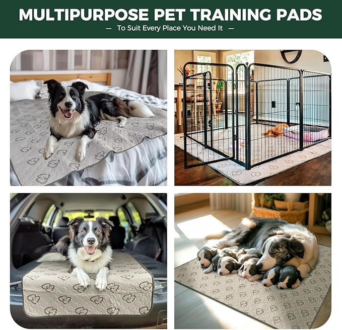 FXW Washable Pee Pads for Dogs, Leak-Proof & Non-Slip, Specifically Designed for FXW Rollick/Homeplus 32/40/45inch 8 Panels Dog Playpen, 34" Octagon, Khaki, 2 Packs